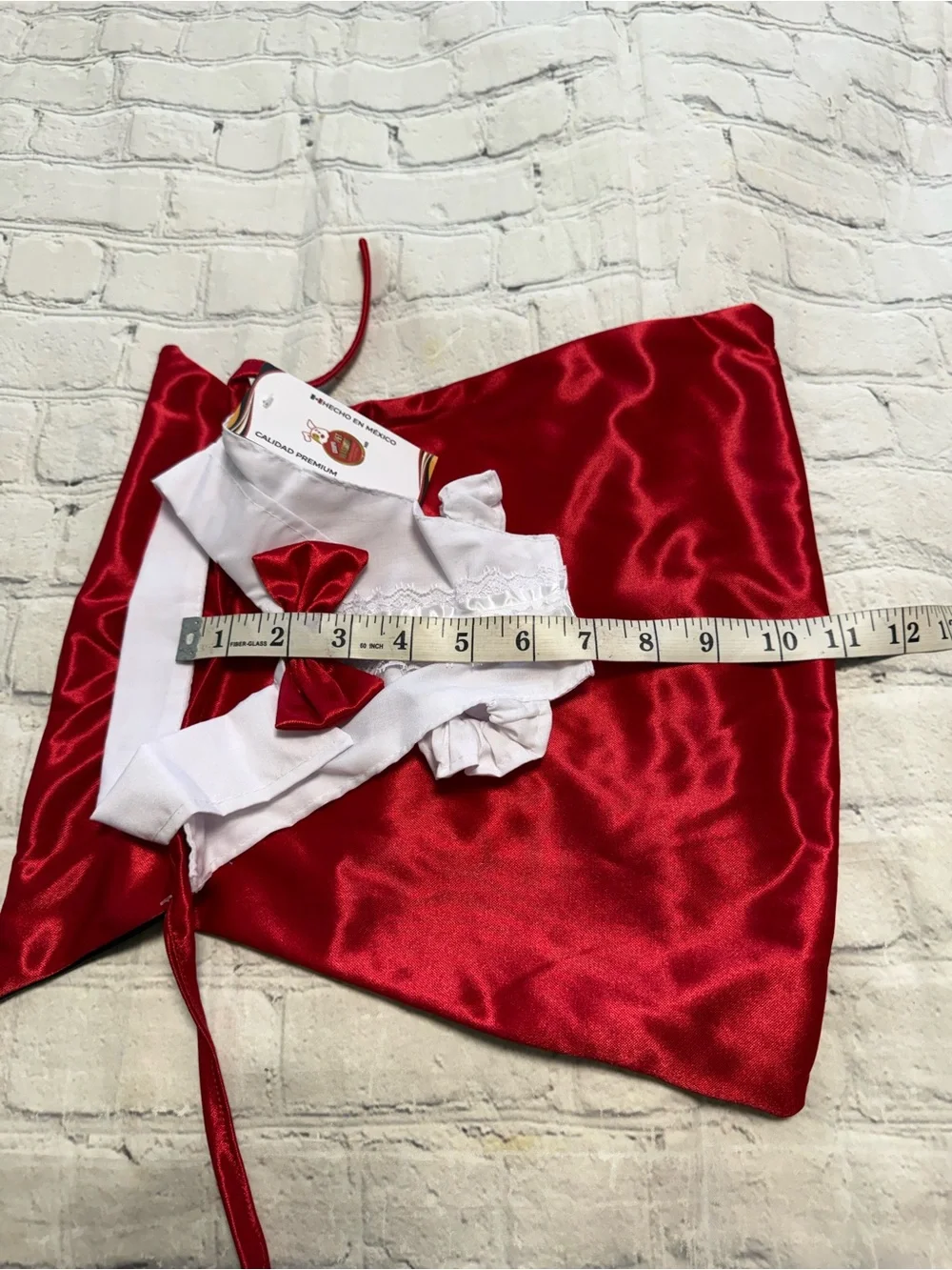 Pet Warrior Red Satin pet Costume Party Dress with White Collar and Bow
